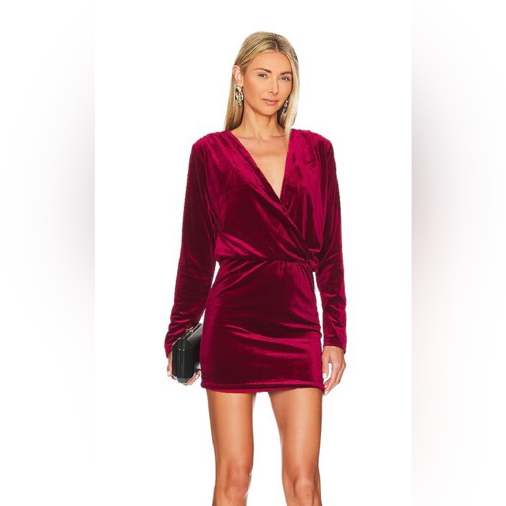 Superdown Aurelia Mini Dress Velvet Wine Red Size Medium Revolve